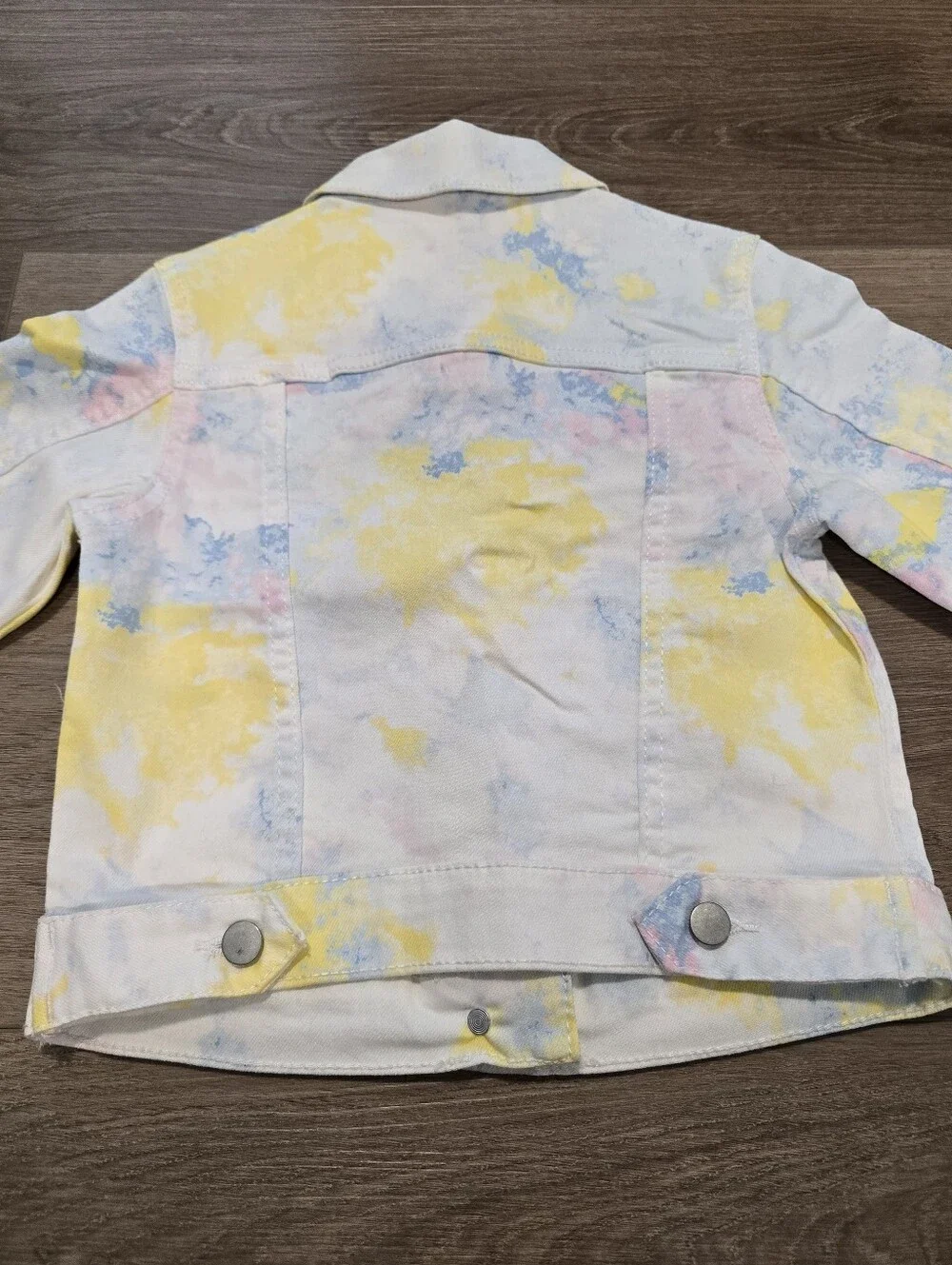Girl's Fashion Tie Dye Denim‎ Jacket White & Yellow Size XS 4/5